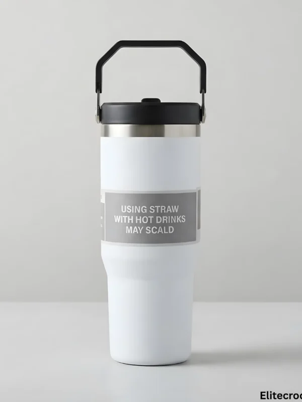 White insulated travel tumbler