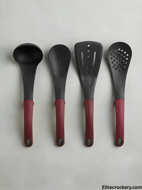 Kitchen Utensils Set Kitchen Utensils Set with non-stick cooking tools on light background