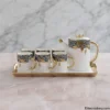 Complete 8 piece coffee set with tray teapot and cups