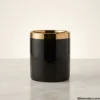 Luxury black ceramic coffee mug front profile with gold trim