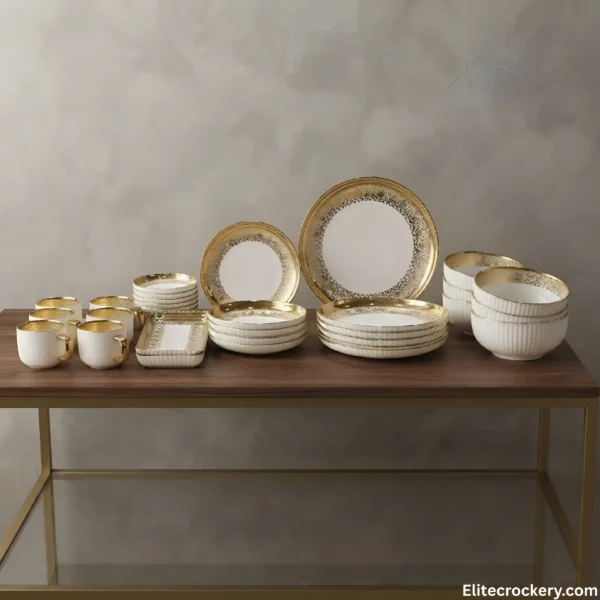 Breakfast Set Golden White Full Display Breakfast Set Golden White 32 China Made Full Display