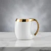 Luxury Gold Trim Ceramic Coffee Mug Side View Luxury Gold Trim Ceramic Coffee Mug side view with golden ergonomic handle