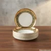 Breakfast Set Golden White Plates Angle Breakfast Set Golden White 32 China Made Plates Angled View