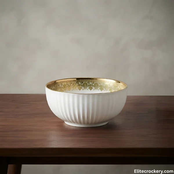 Breakfast Set Golden White Bowl Front Breakfast Set Golden White 32 China Made Bowl Front View