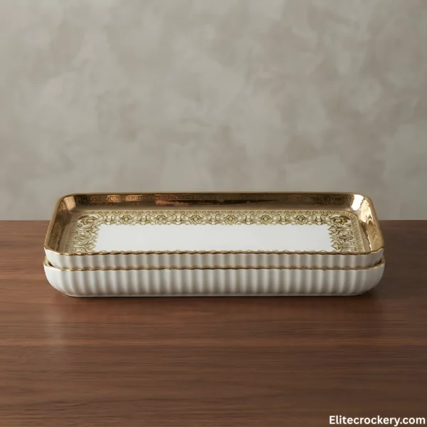 Breakfast Set Golden White Serving Tray Breakfast Set Golden White 32 China Made Serving Tray