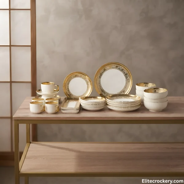 Breakfast Set Golden White Complete Setup Breakfast Set Golden White 32 China Made Complete Setup