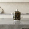 luxury black and gold 8 piece coffee set teapot detail