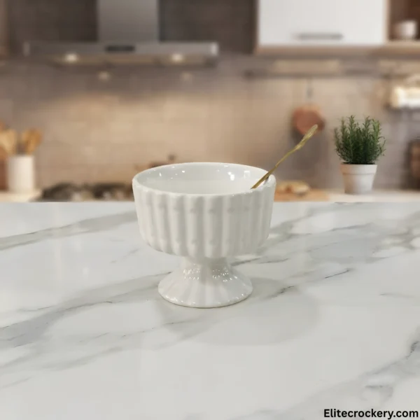 Single Akura ceramic ice cream bowl with spoon