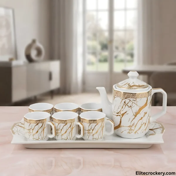 8 Piece Tea Set Full Set Complete 8 piece tea set with tray teapot and 6 cups