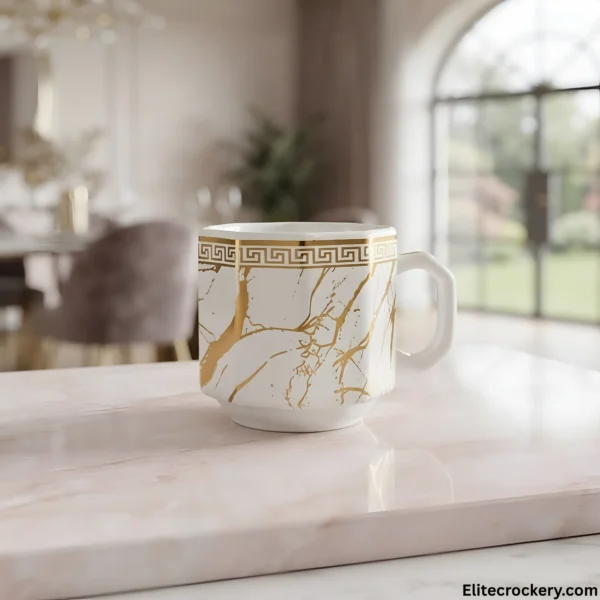 8 Piece Tea Set Teacup Single porcelain teacup with gold trim detail