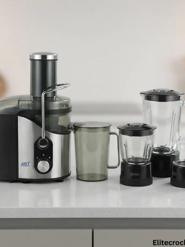 Anex Juicer Blender Grinder Set displayed on a kitchen counter in Pakistan