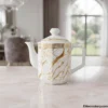 8 Piece Tea Set Teapot Elegant marble and gold teapot from the 8 piece tea set