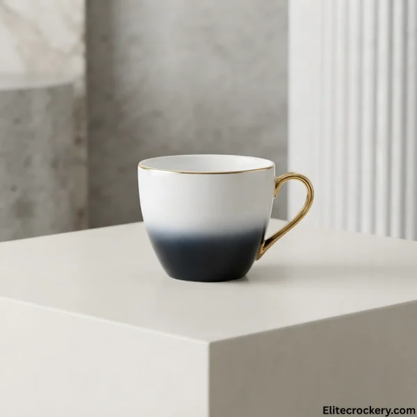 Luxury Tea Cup Single luxury tea cup with gold handle and blue gradient design