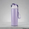 Purple stainless steel sports water bottle showcasing the carry strap