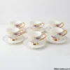 Luxury ceramic tea cups set of 6 pieces with saucers