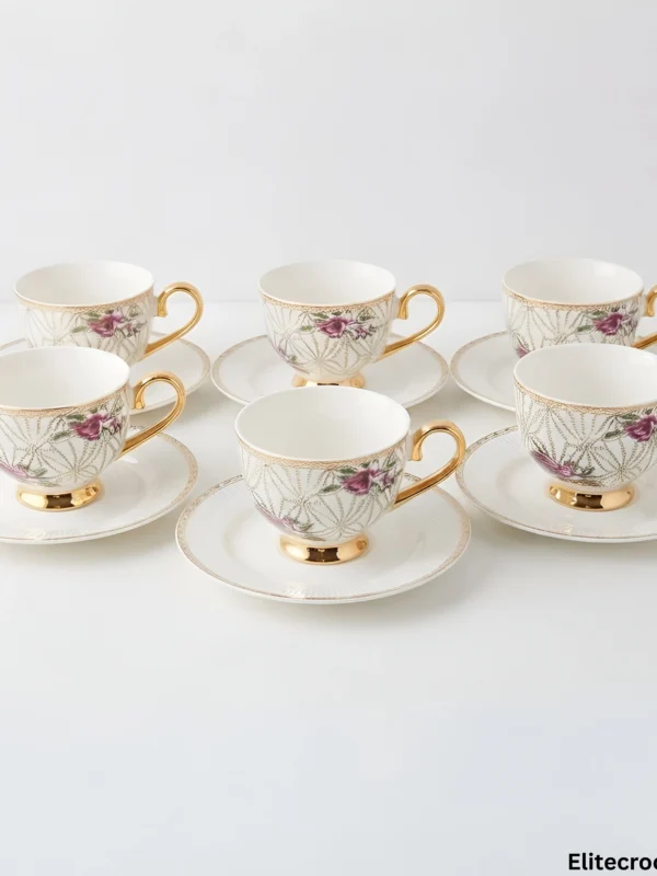Luxury Ceramic Tea Cups Set Luxury ceramic tea cups set of 6 pieces with saucers