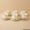 Front view of tea cup set arrangement