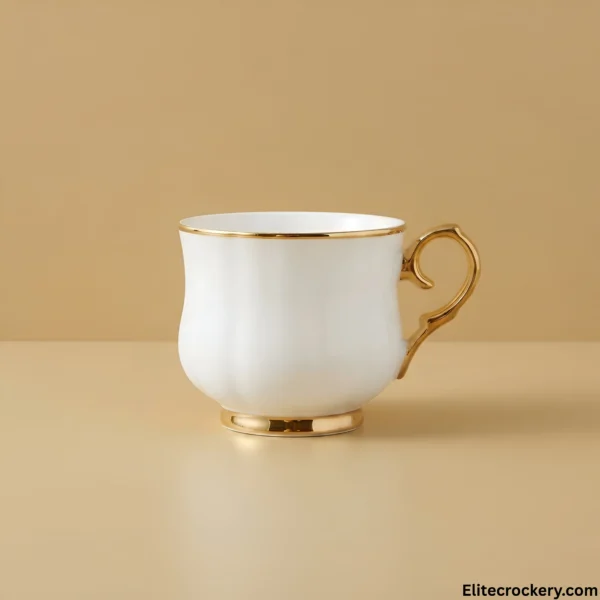 White Ceramic Tea Cup White ceramic tea cup with gold handle