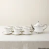 Luxury white and silver tea set arranged elegantly